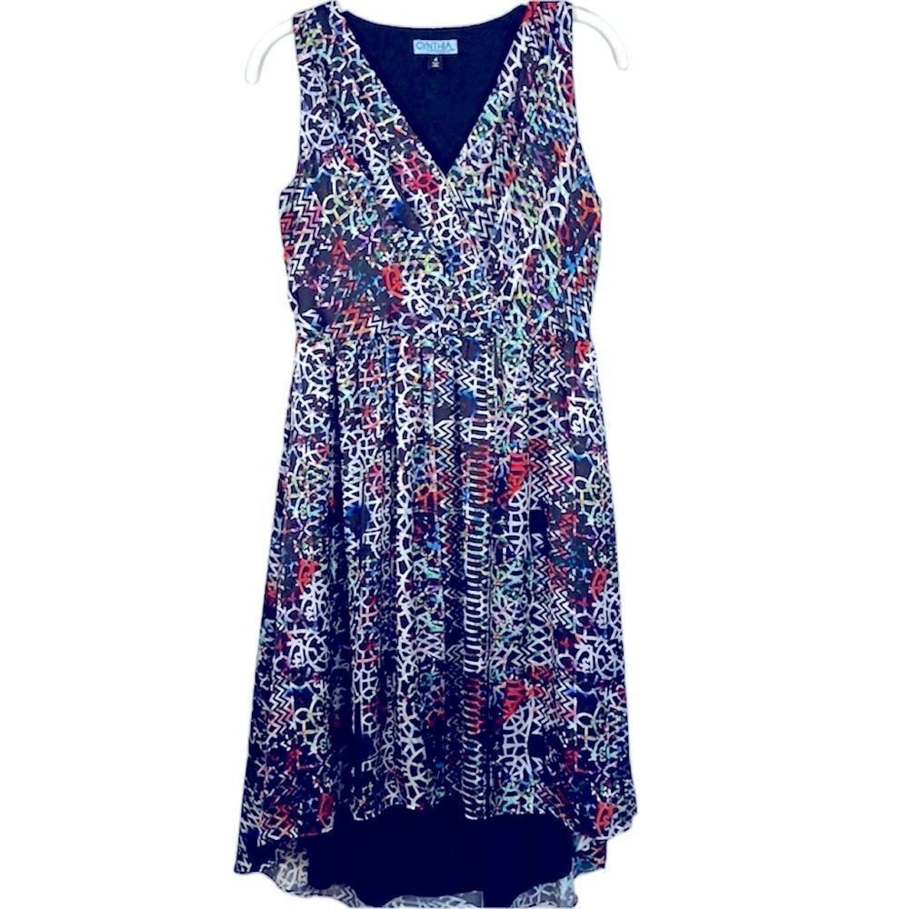 Cynthia Rowley Women’s Size 4 High Low Dress Multicolor Lattice Bouquet Print